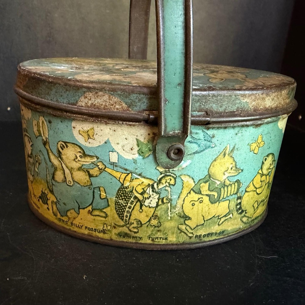 Vintage Tindeco Peter Rabbit Parade Easter Candy Tin Pail Oval Litho 1920s
